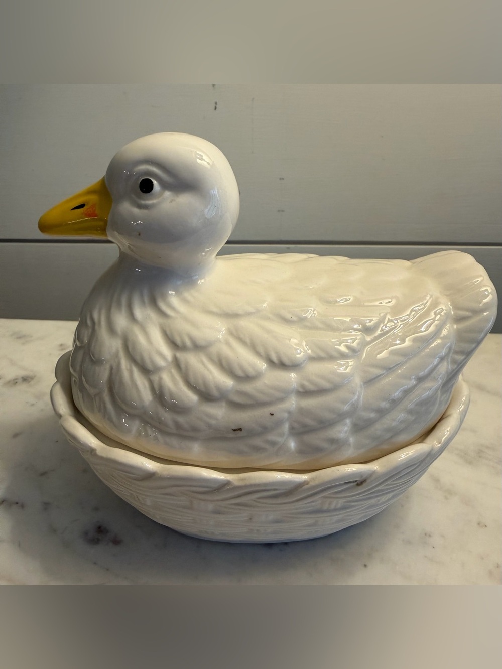 Vintage Nested White Duck Lidded Japan
